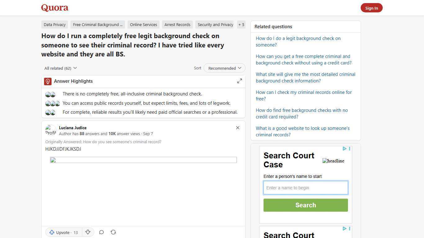 How to run a completely free legit background check on someone to see their criminal record - Quora